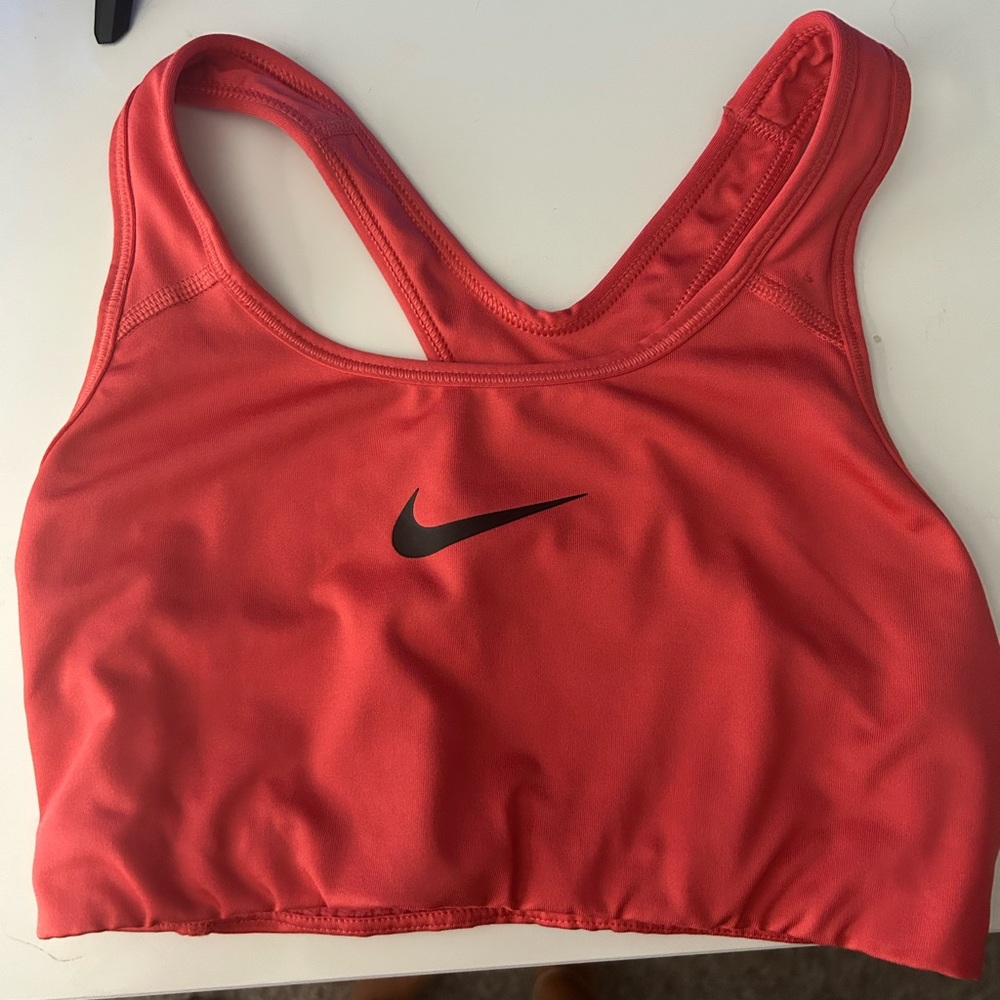 orange nike sports bra
